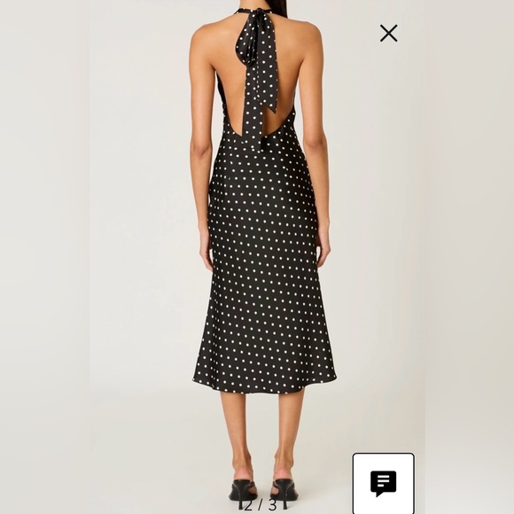 Nia Women's La Brea Polka Dot Halter Neck Slipdress in Black Size S NWT - Picture 4 of 8
